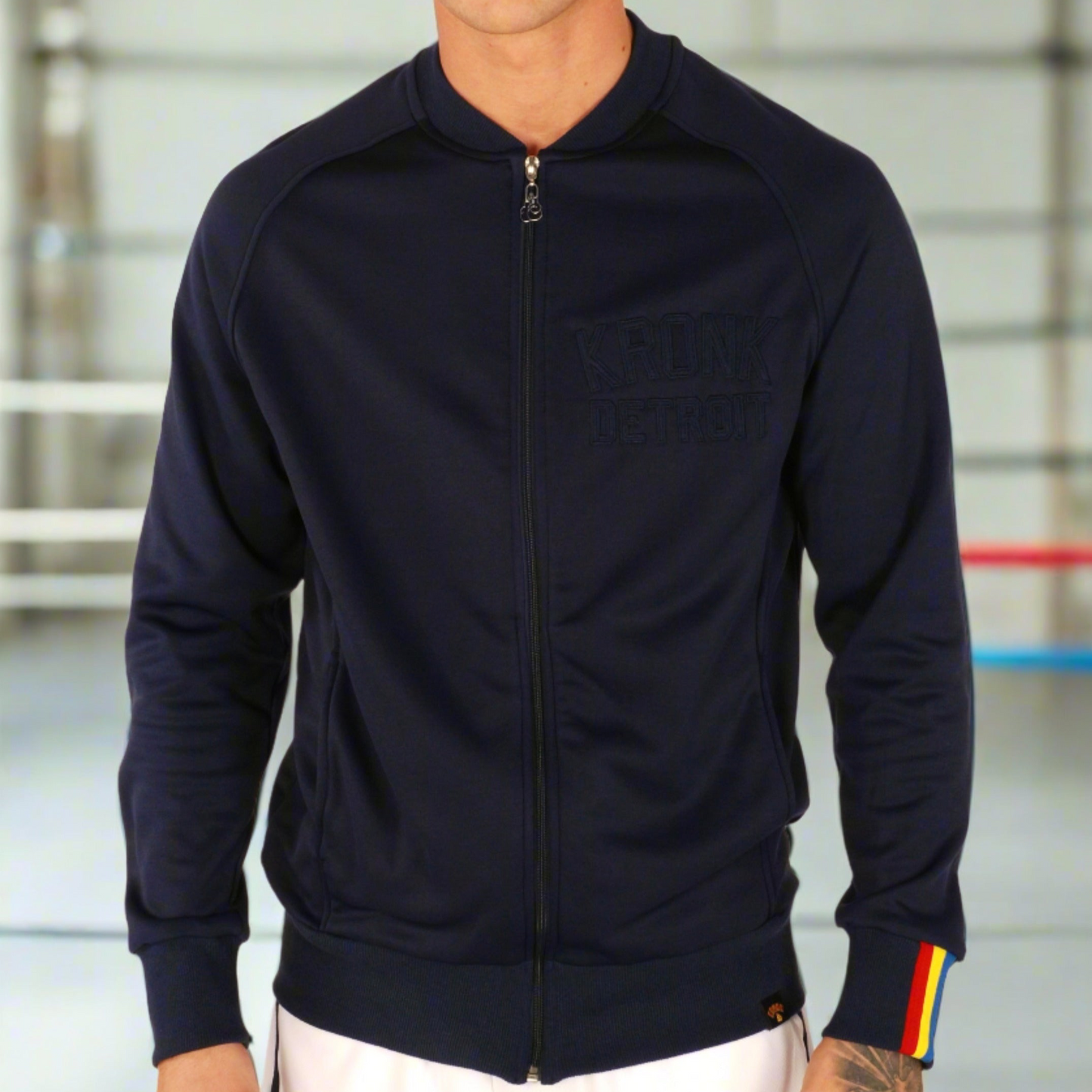 KRONK Iconic Detroit Zip Track Top Navy