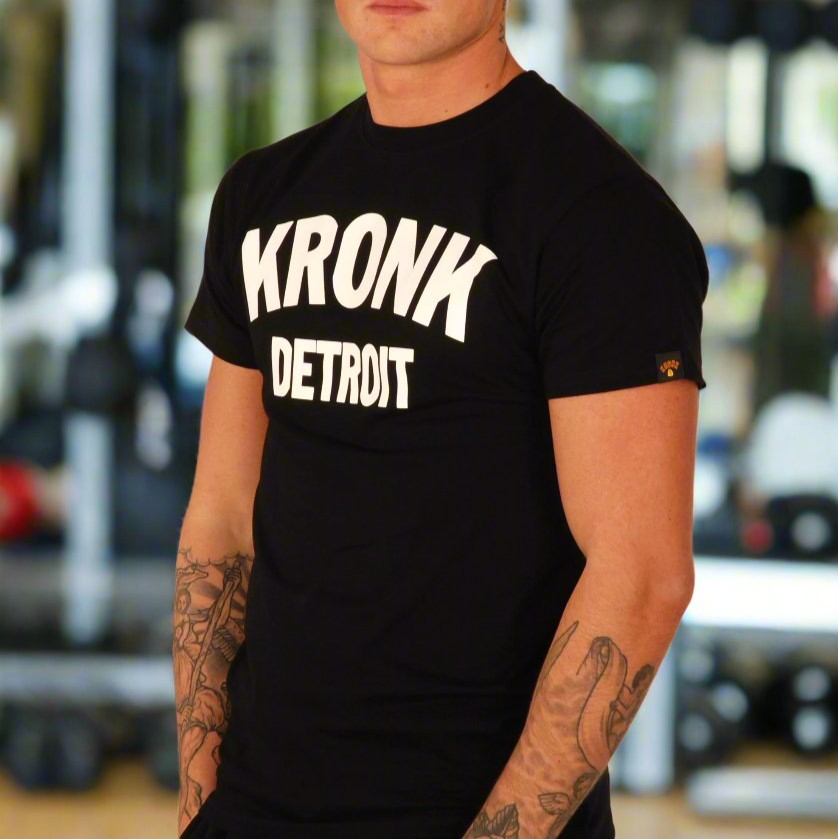 KRONK Detroit Regular Fit T Shirt Black with white logo