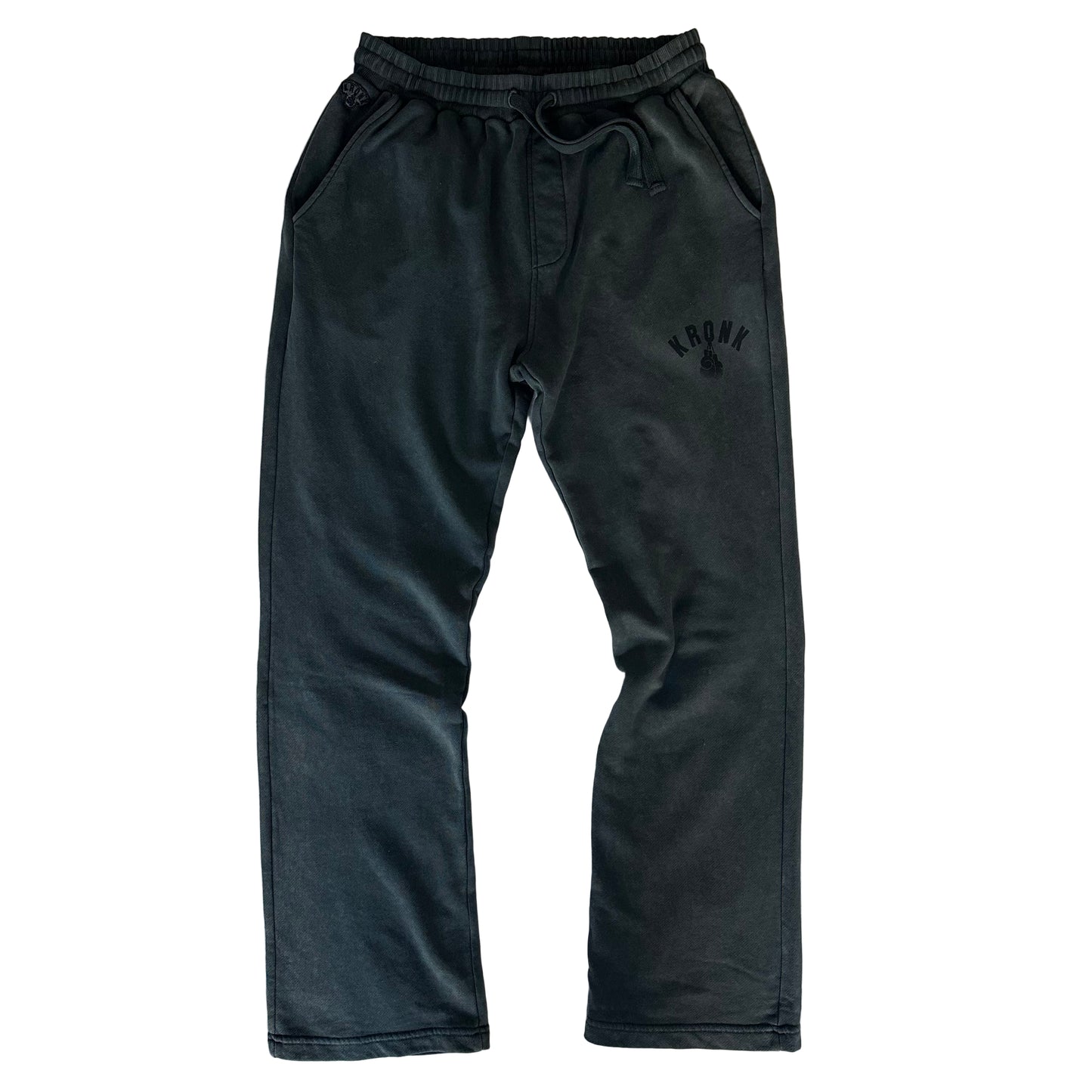 KRONK Faded Gloves Vintage wash Straight Leg Joggers Loose Fit Charcoal
