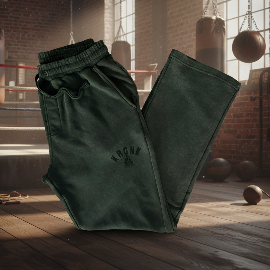 KRONK Faded Gloves Vintage wash Straight Leg Joggers Loose Fit Charcoal