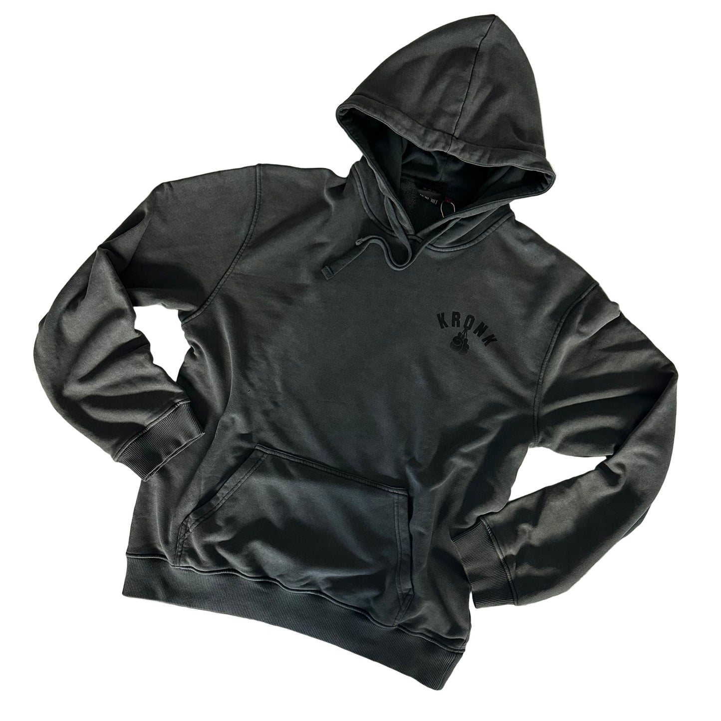 KRONK Faded Gloves Vintage Wash Hoodie Loose Fit Charcoal