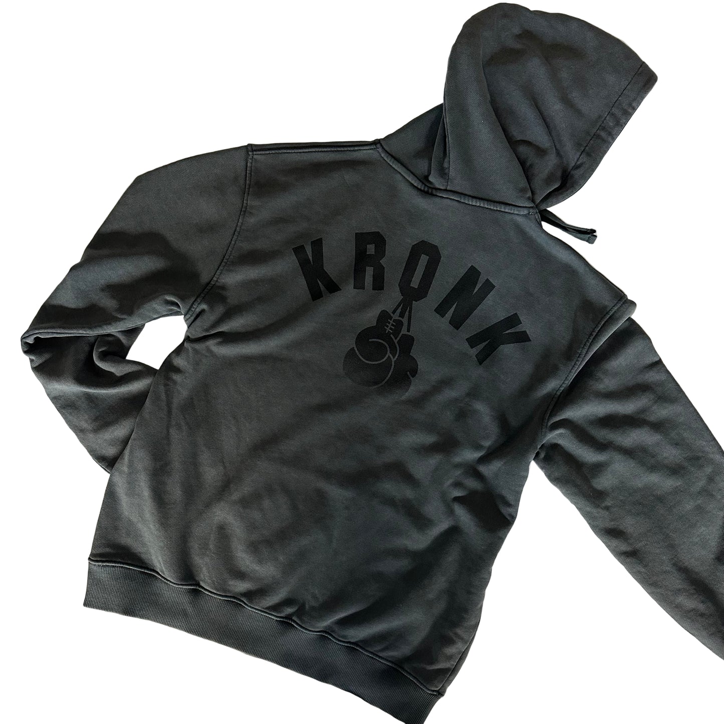 KRONK Faded Gloves Vintage Wash Hoodie Loose Fit Charcoal