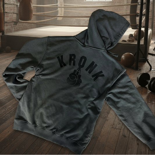 KRONK Faded Gloves Vintage Wash Hoodie Loose Fit Charcoal