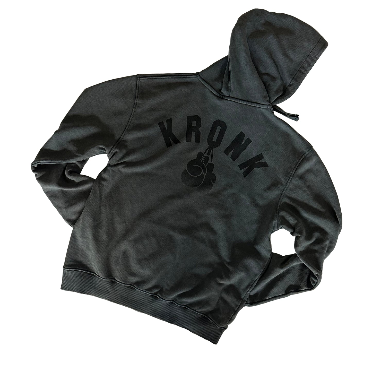 KRONK Faded Gloves Vintage Wash Hoodie Loose Fit Charcoal