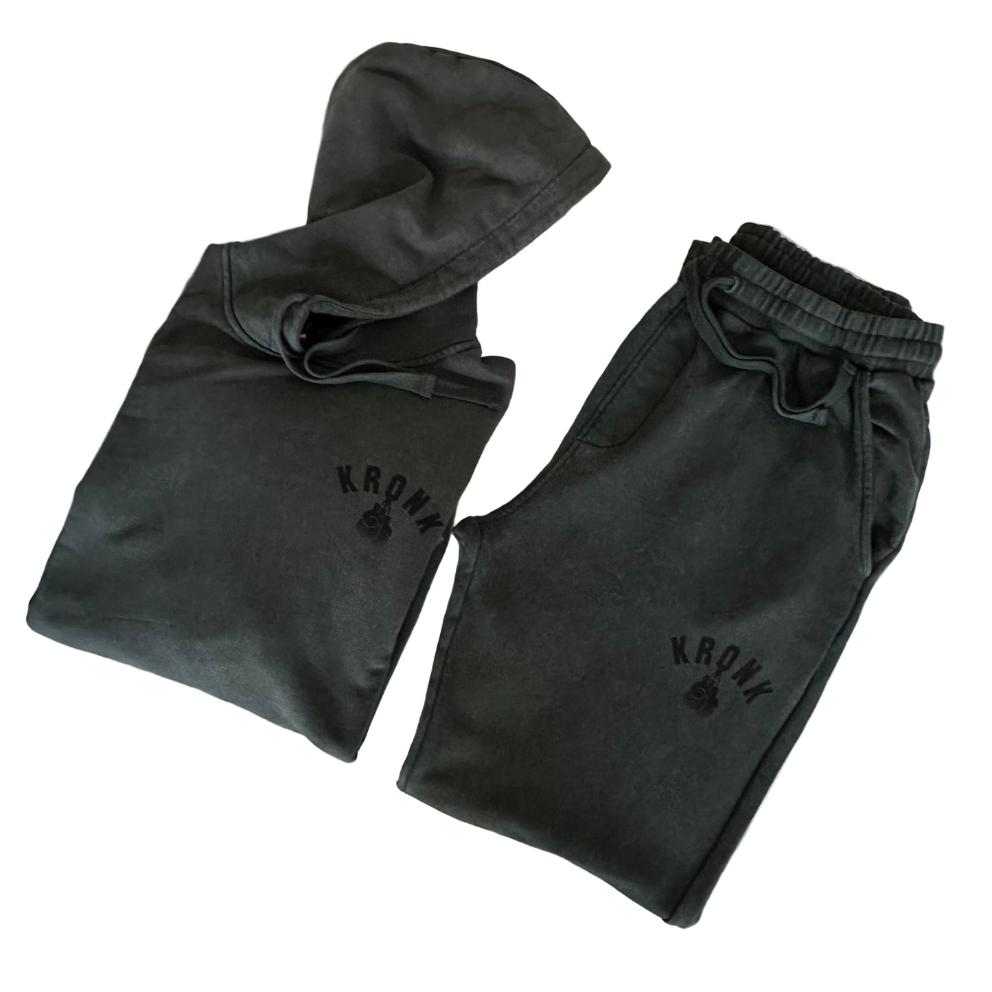 KRONK Faded Gloves Vintage wash Straight Leg Joggers Loose Fit Charcoal
