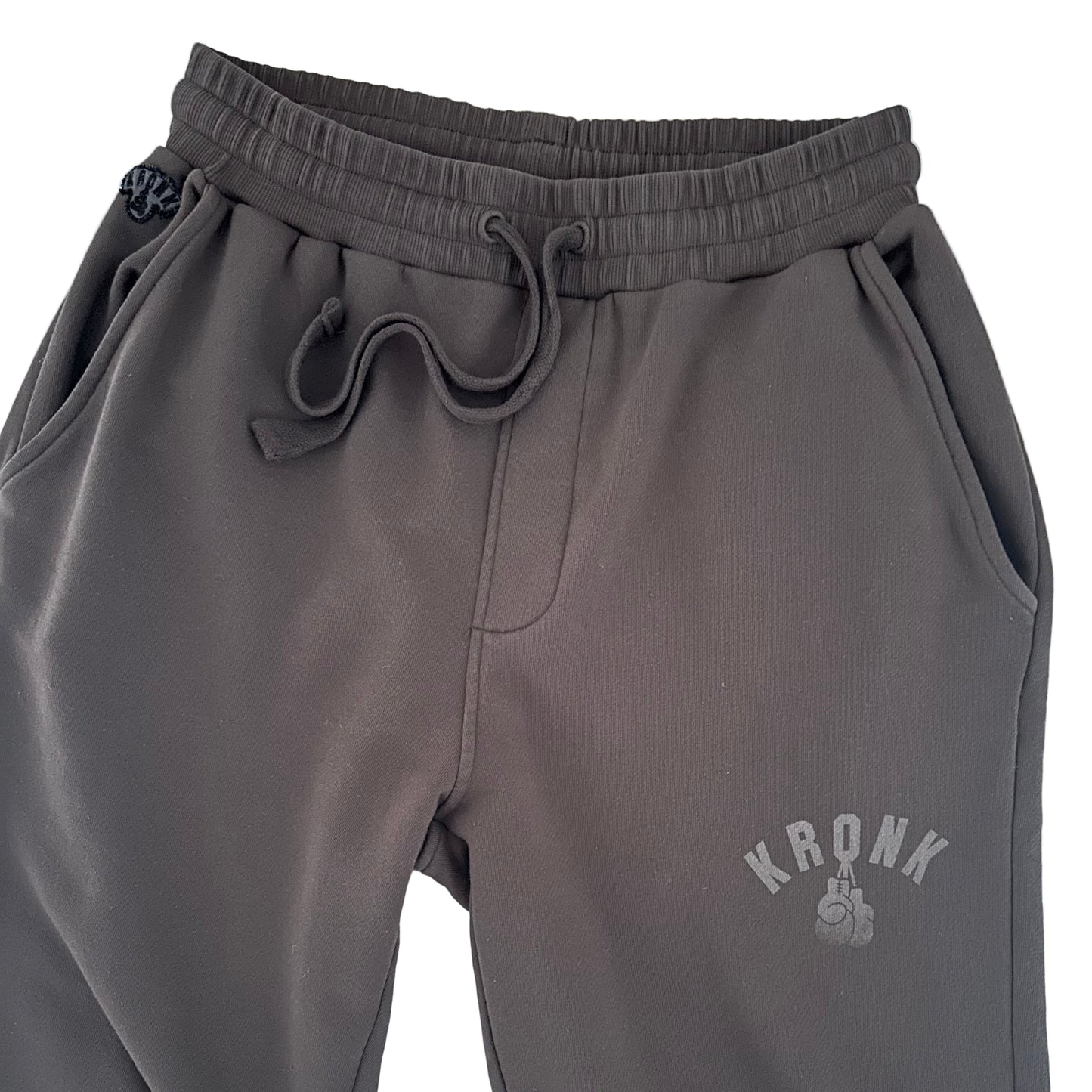 KRONK Faded Gloves Vintage wash Straight Leg Joggers Loose Fit Dark Brown