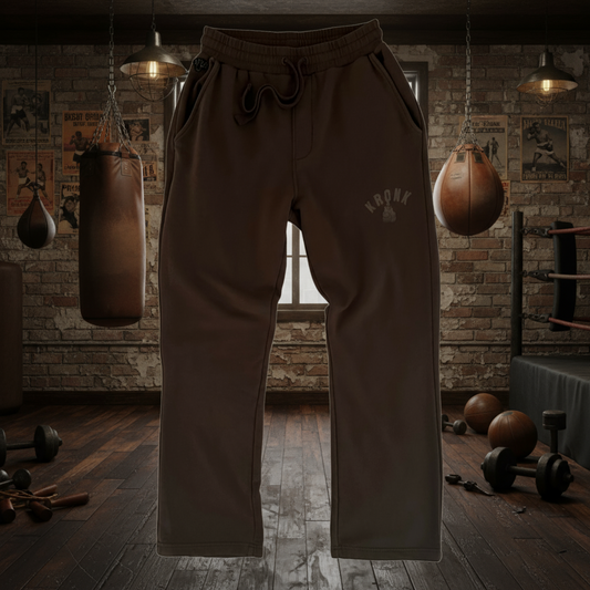 KRONK Faded Gloves Vintage wash Straight Leg Joggers Loose Fit Dark Brown