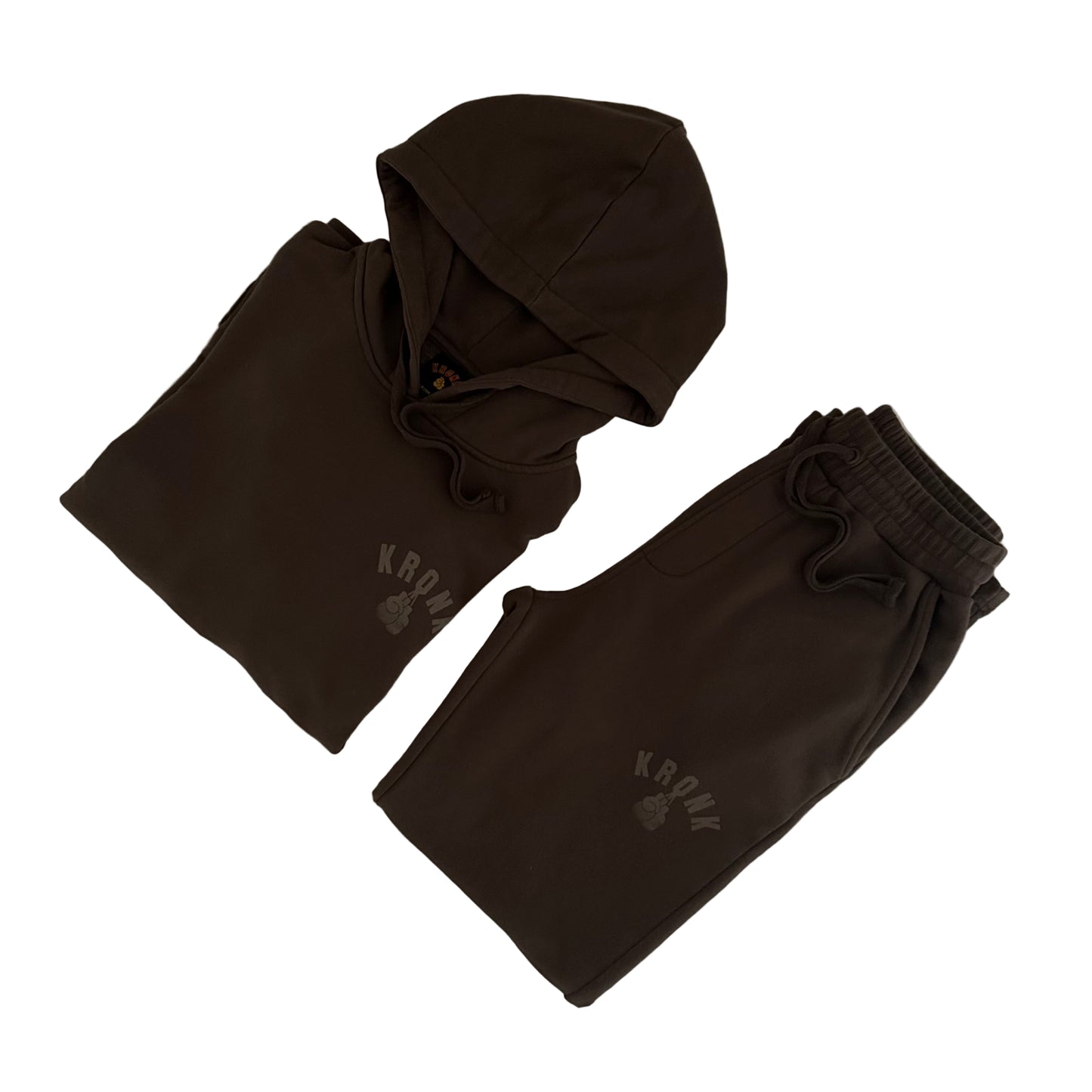 KRONK Faded Gloves Vintage Wash Hoodie Loose Fit Dark Brown