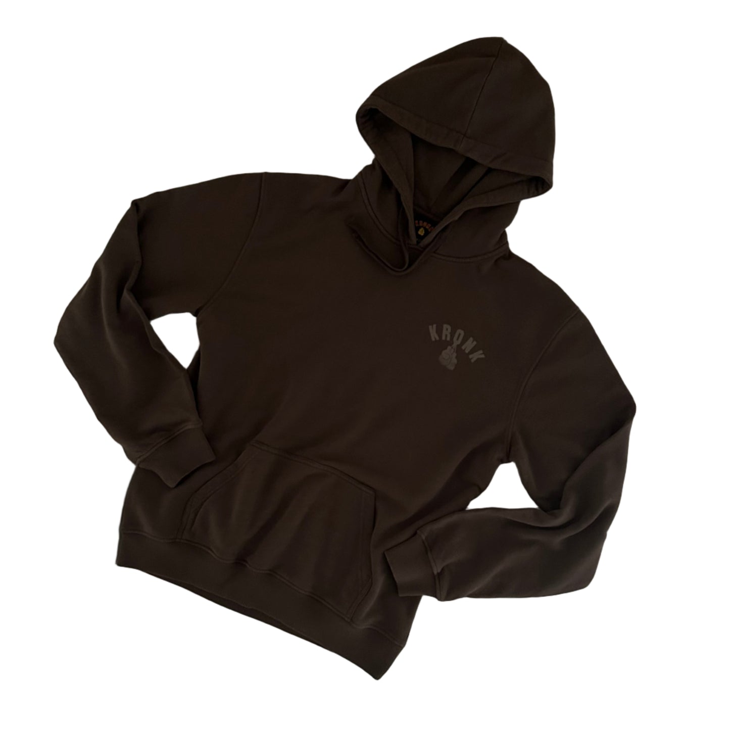 KRONK Faded Gloves Vintage Wash Hoodie Loose Fit Dark Brown