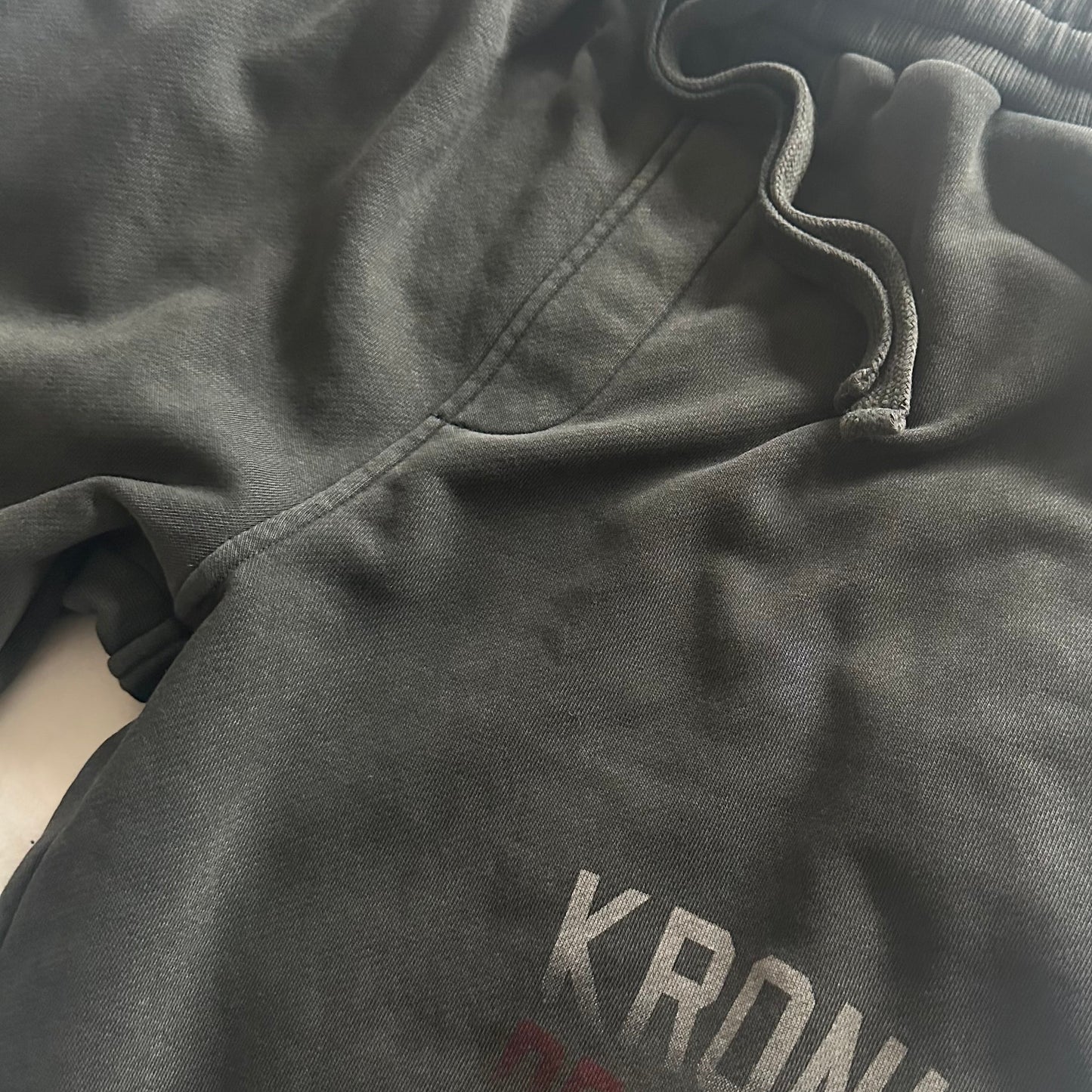 KRONK Faded Iconic Detroit Vintage wash Straight Leg Joggers Loose Fit Charcoal