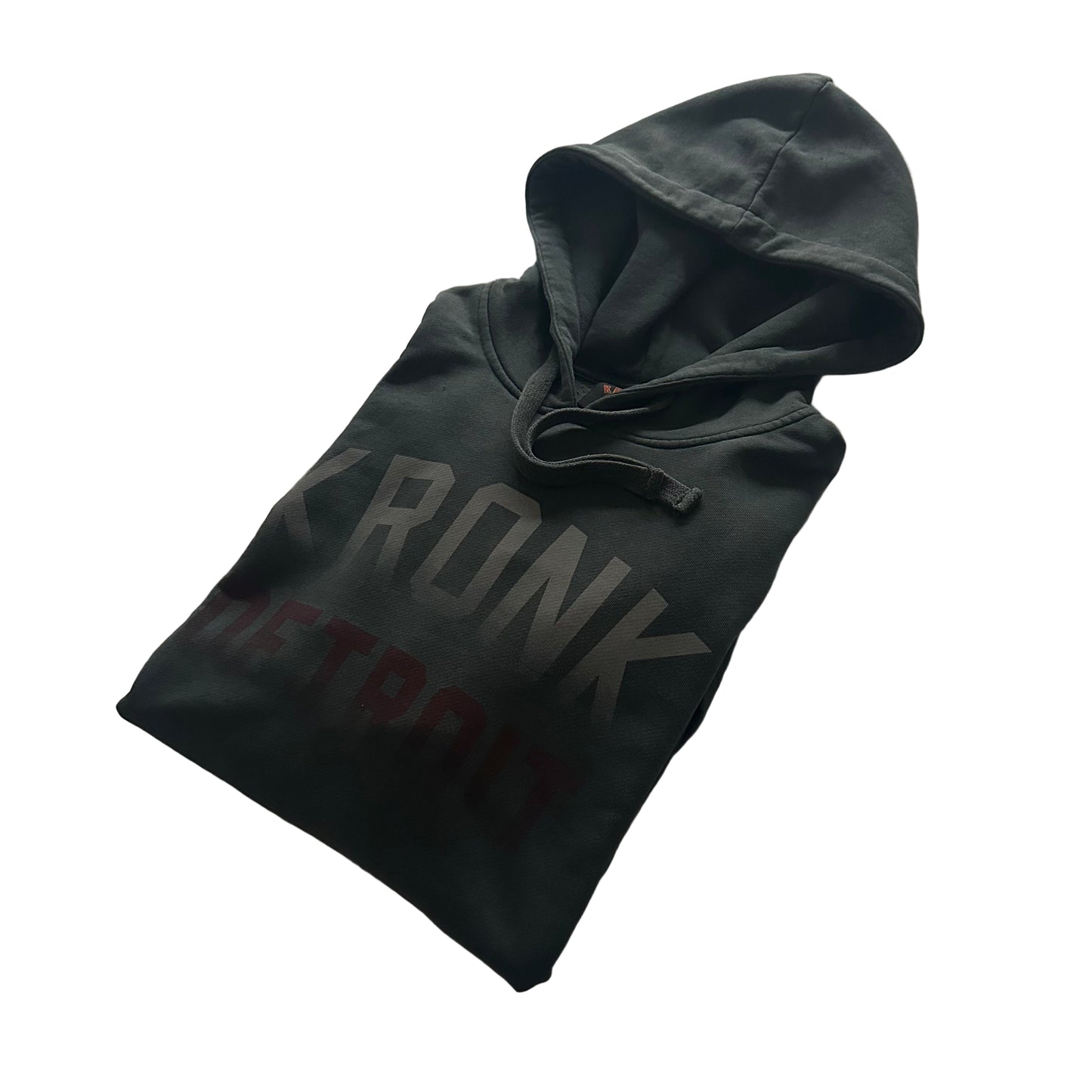 KRONK Faded Iconic Detroit Vintage Wash Hoodie Loose Fit Charcoal