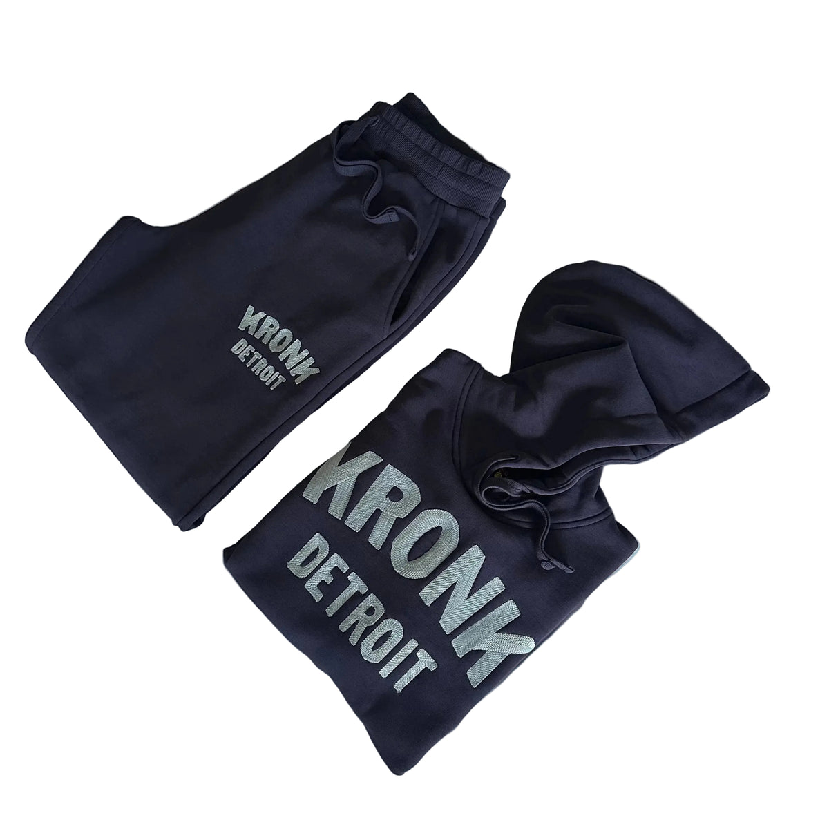 KRONK Detroit Chain Stitch Loose Fit Joggers Navy/Sky
