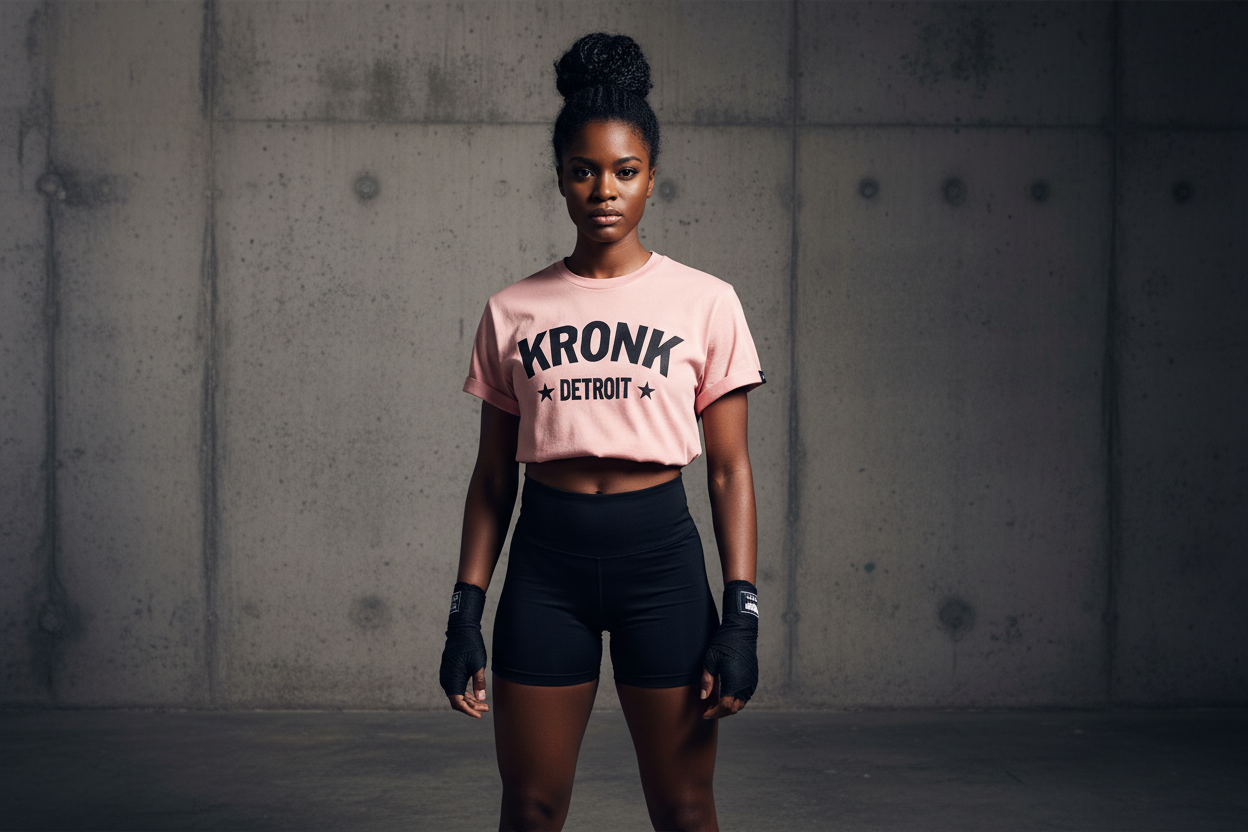 KRONKWOMEN Detroit Stars Loose Fit Vintage Wash T Shirt Pink