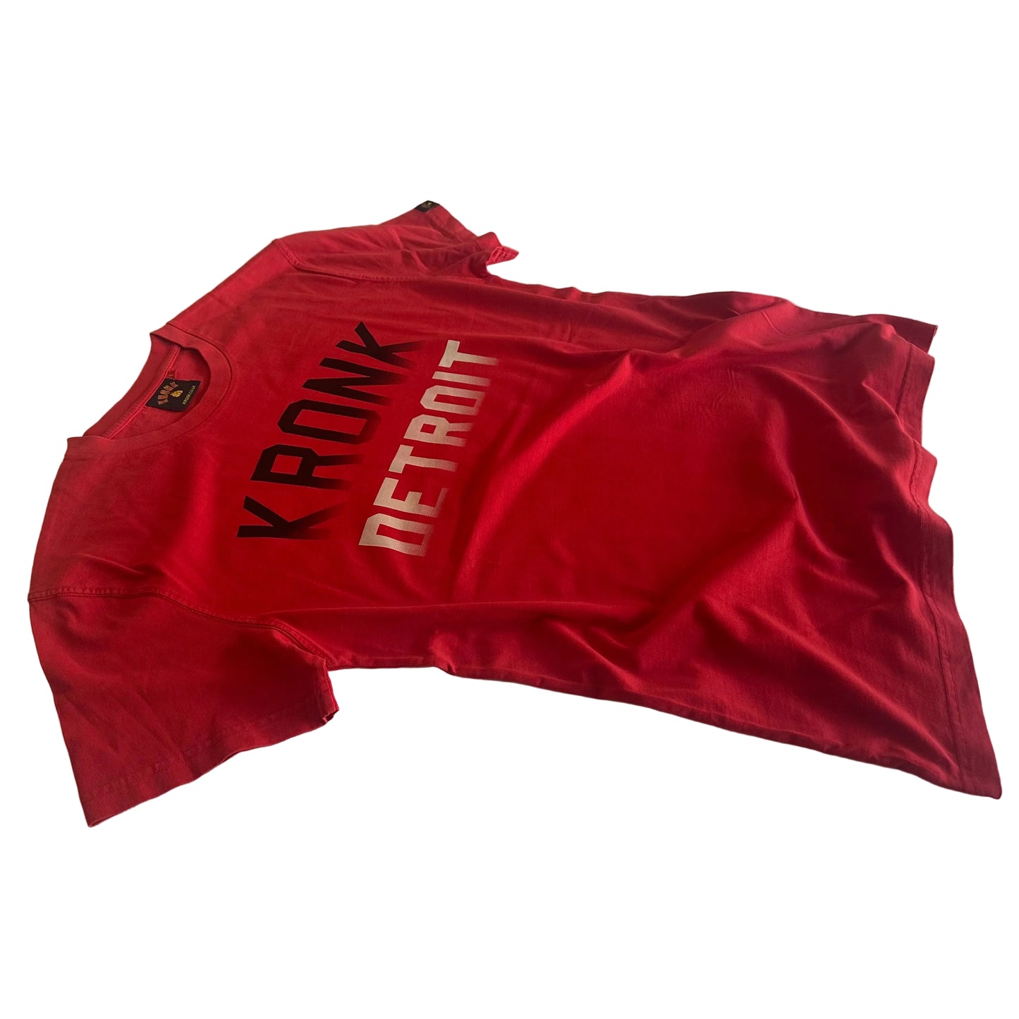 KRONK Faded Iconic Detroit Loose Fit Vintage Wash T Shirt Red