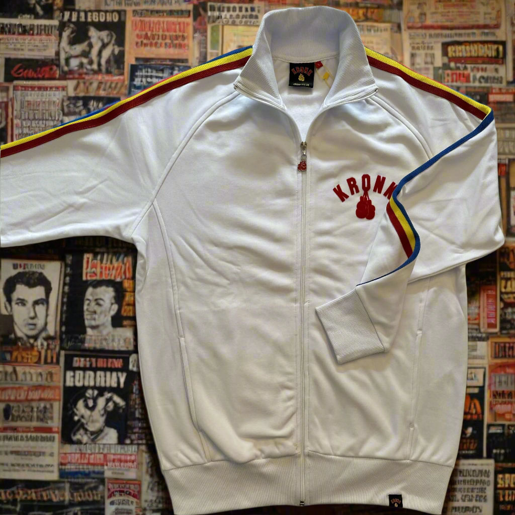 KRONK One Colour Gloves Full Zip Stripe Sleeve Track Top White
