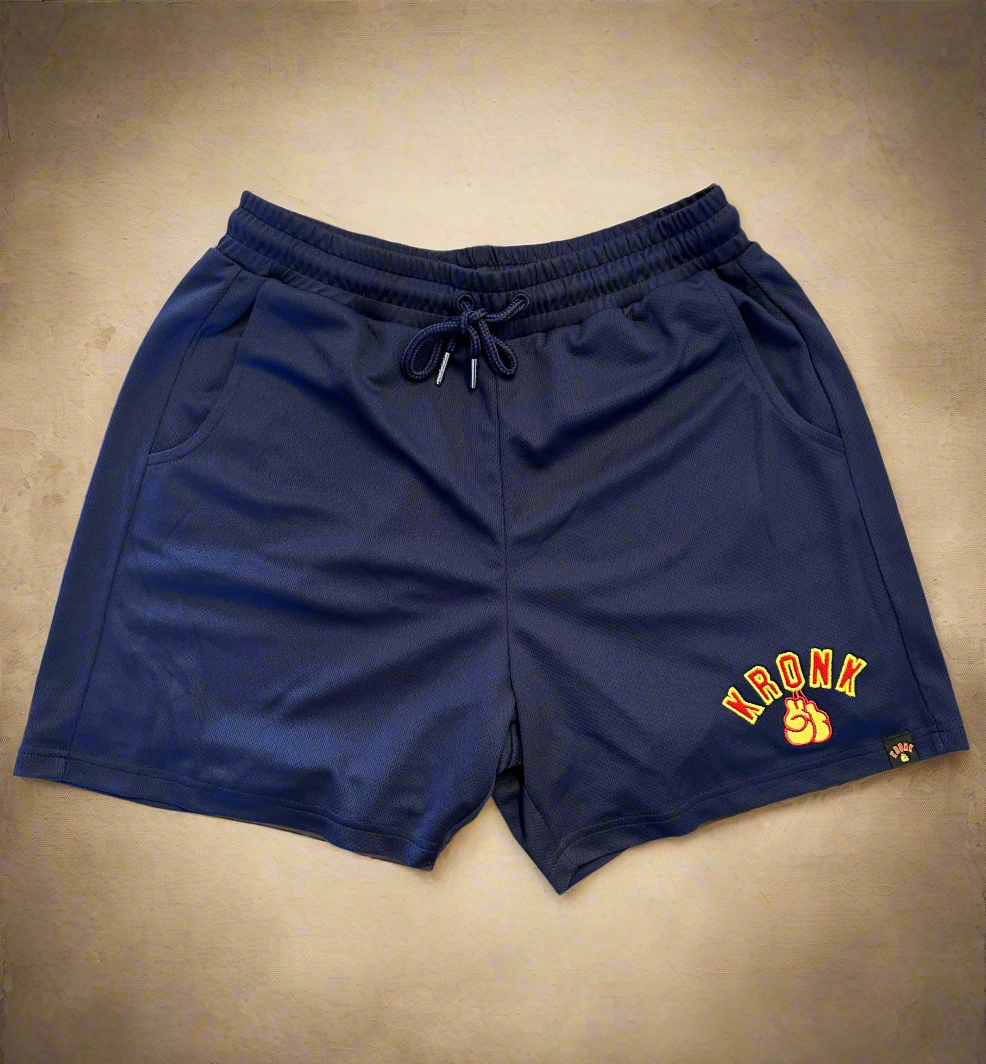 KRONK Gloves Applique Lined Gym Shorts Navy