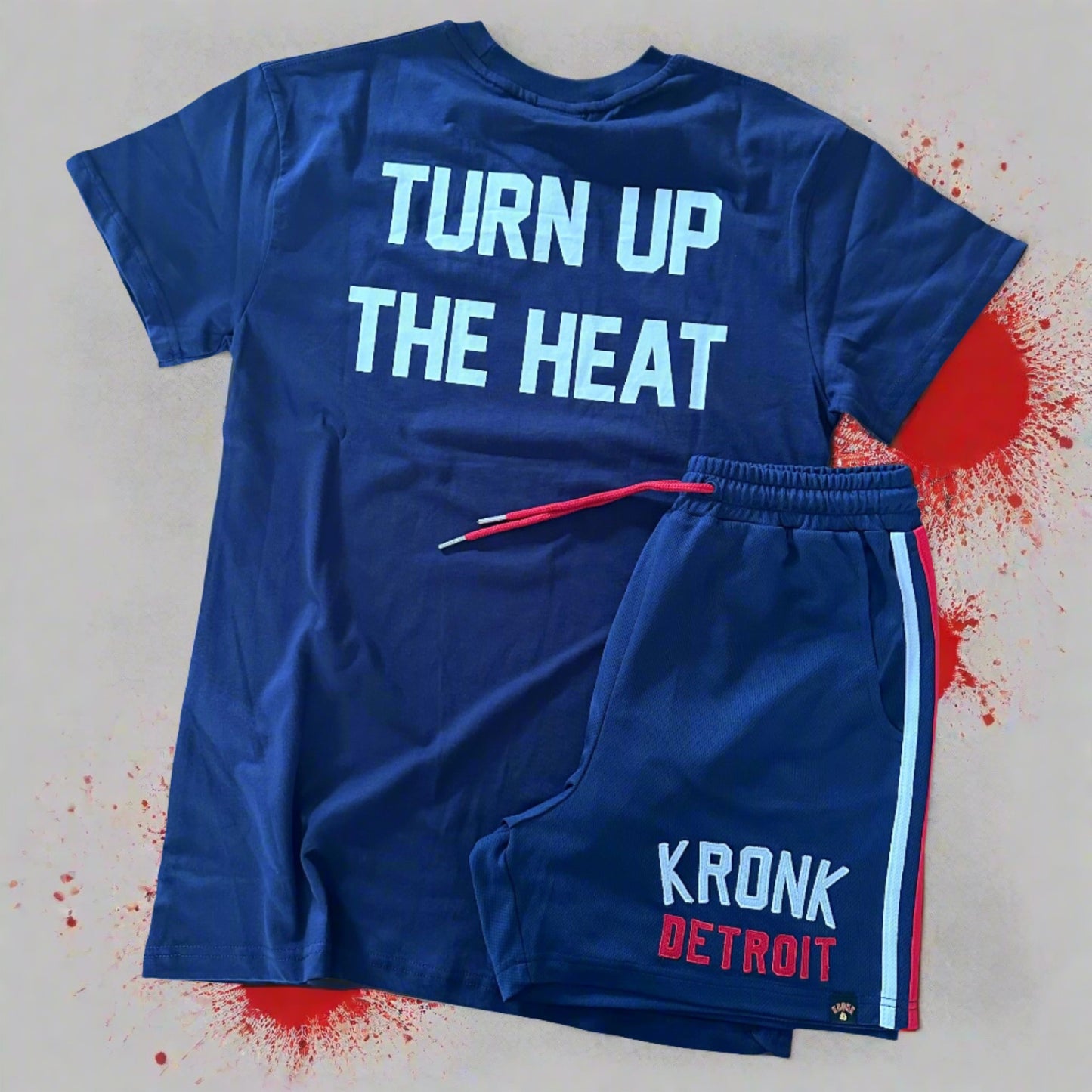 KRONK Iconic Detroit x Turn Up The Heat Regular Fit T Shirt Navy