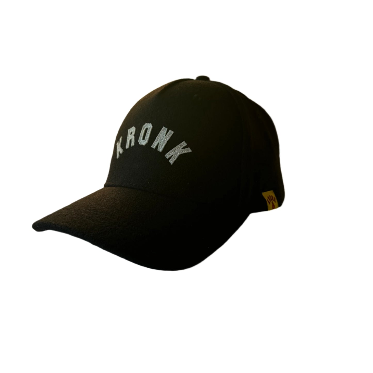 KRONK Collegiate Felt Cap: Black with White Felt Embroidery
