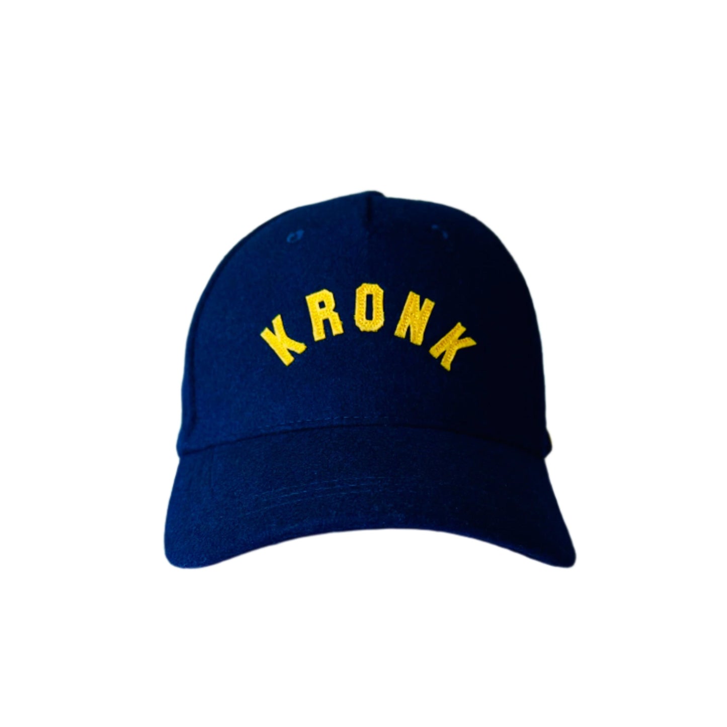 KRONK Collegiate Felt Cap: Navy with Yellow Felt Embroidery