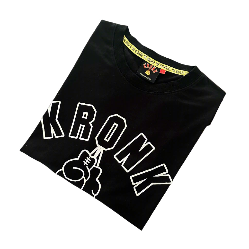 KRONK Outline Gloves Slim Fit Cotton T Shirt Black & White