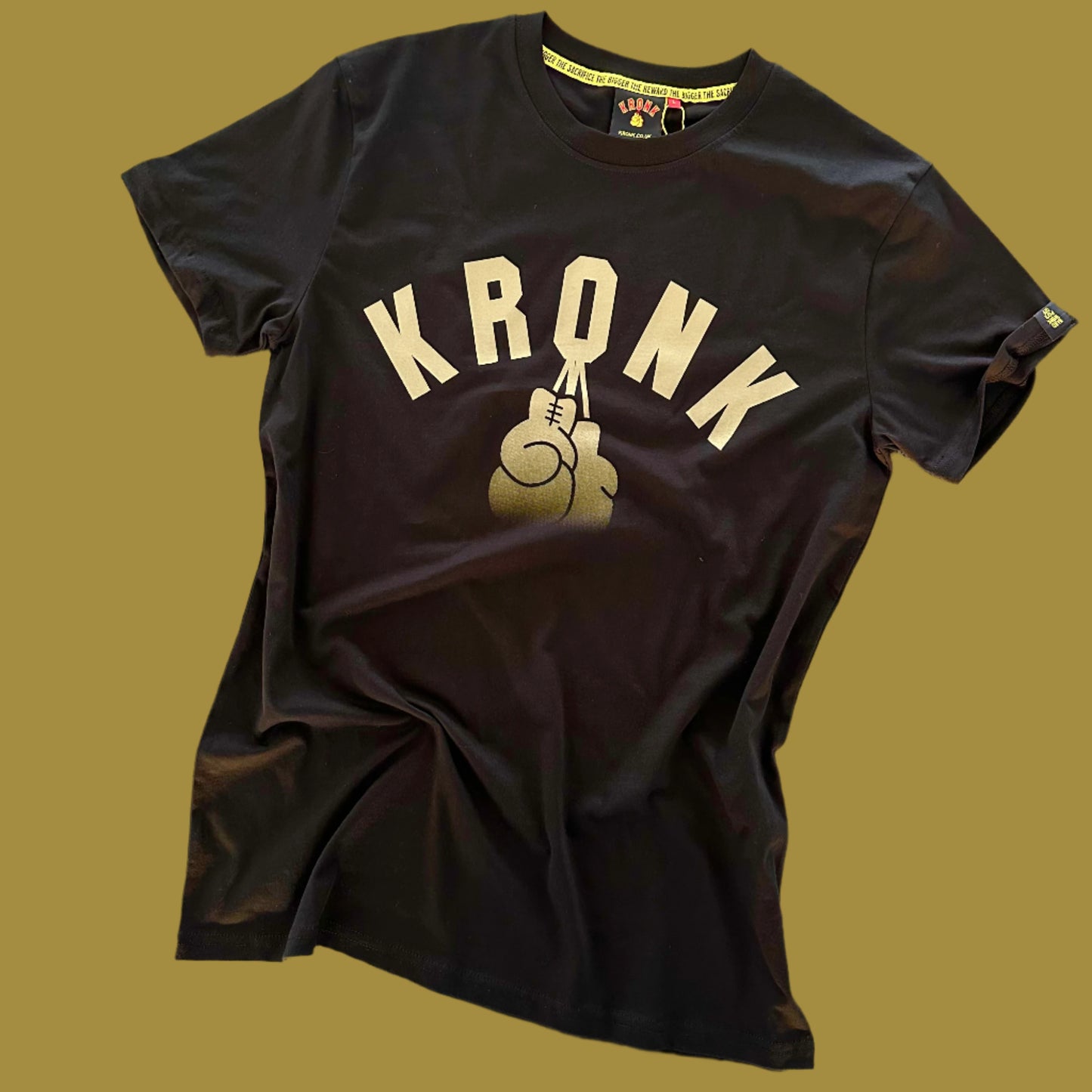KRONK Faded G Slim Fit Cotton T Shirt Black & Gold