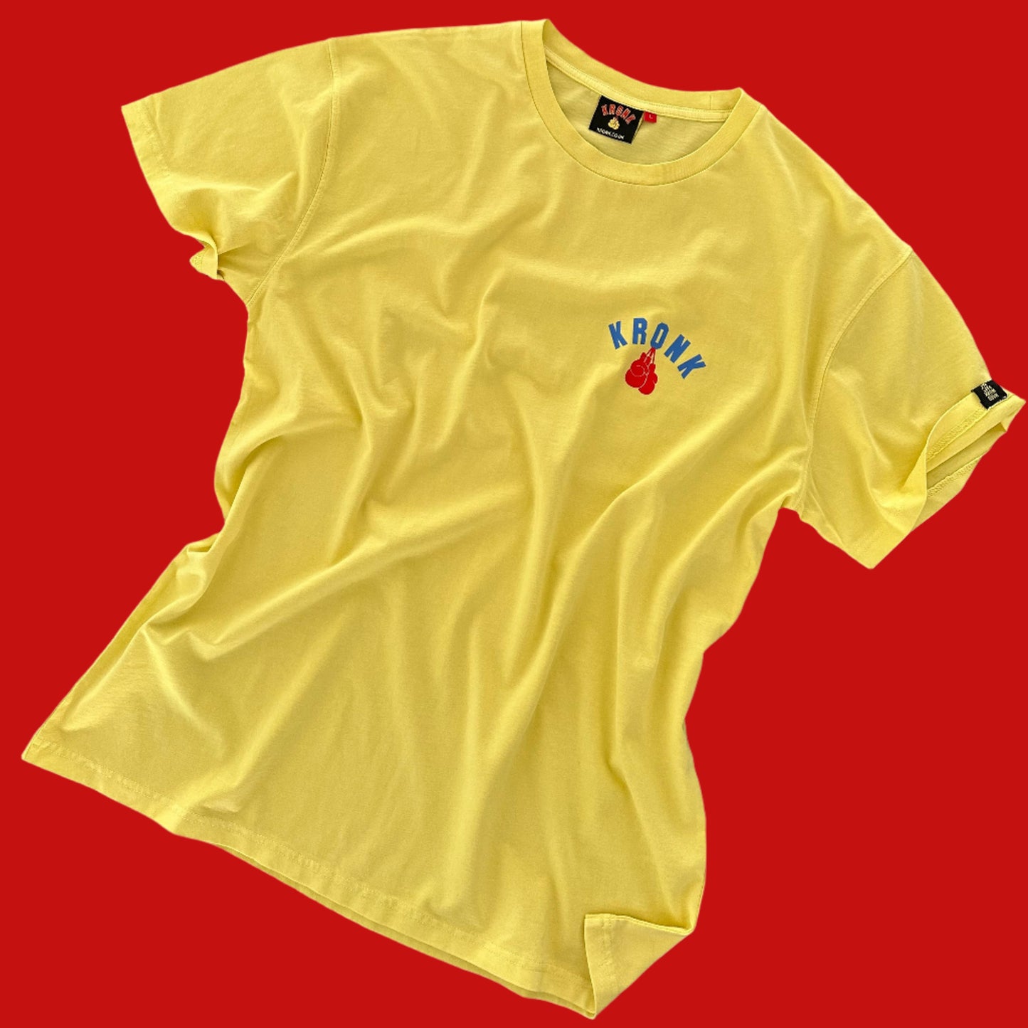 KRONK Thomas Hearns World Champion Vintage wash Loose fit T Shirt Yellow