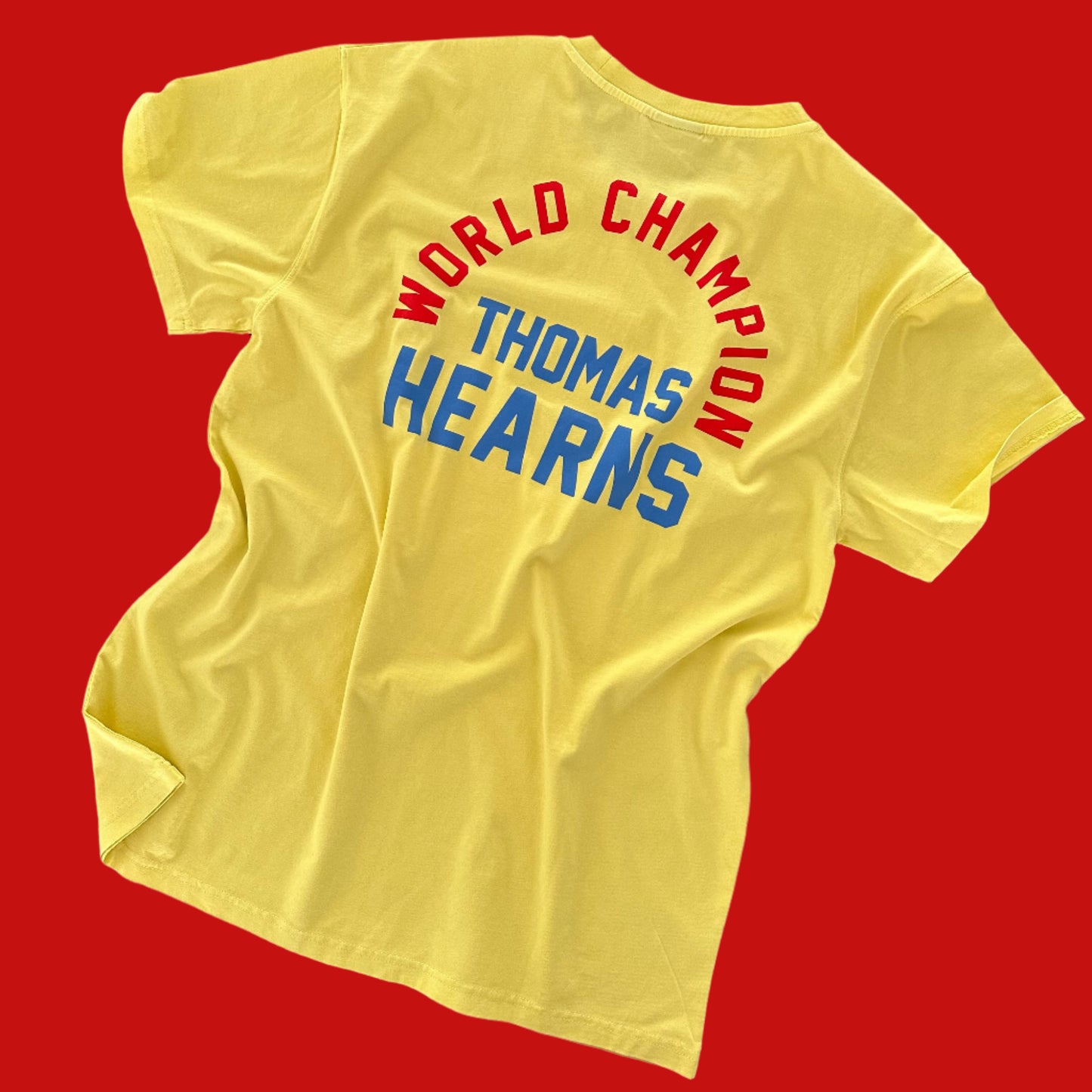 KRONK Thomas Hearns World Champion Vintage wash Loose fit T Shirt Yellow