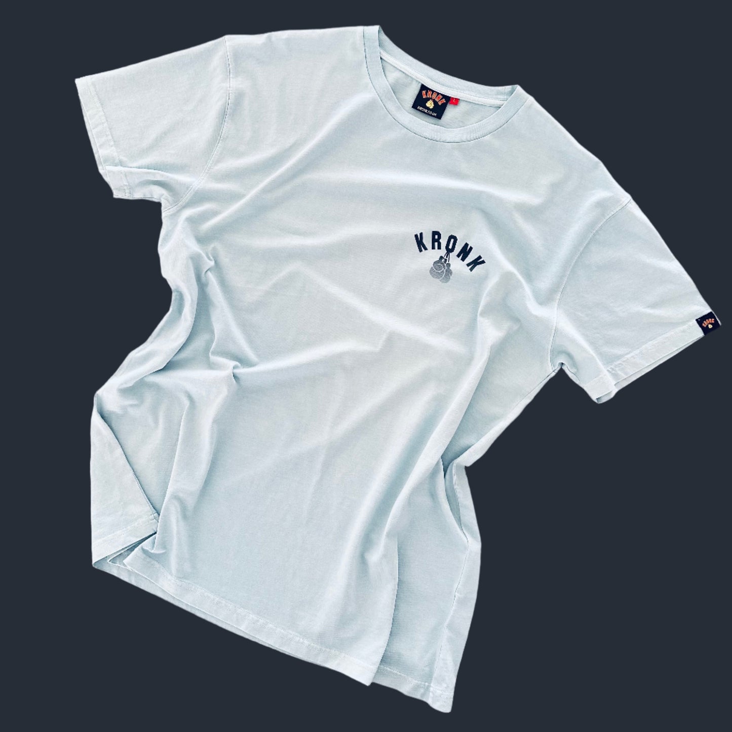 KRONK Faded G Loose Fit Vintage Wash T Shirt Pale Blue