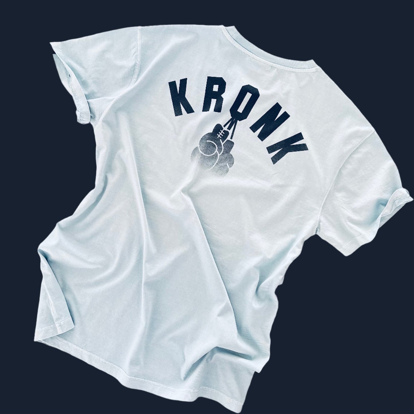 KRONK Faded G Loose Fit Vintage Wash T Shirt Pale Blue