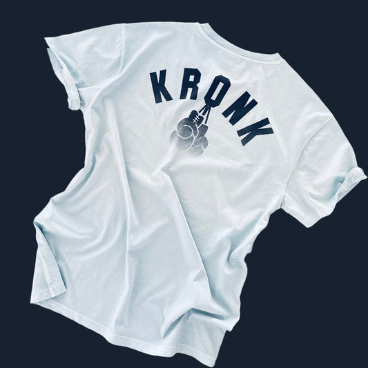 KRONK Faded G Loose Fit Vintage Wash T Shirt Pale Blue