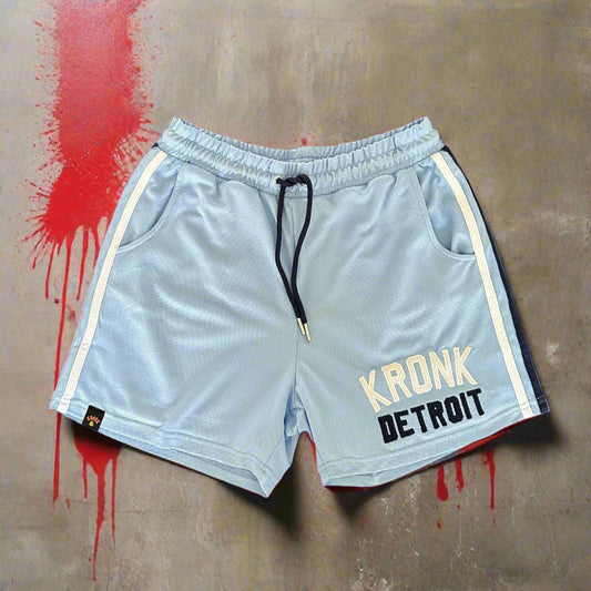 KRONK Iconic Detroit Applique Lined Shorts Sky Blue