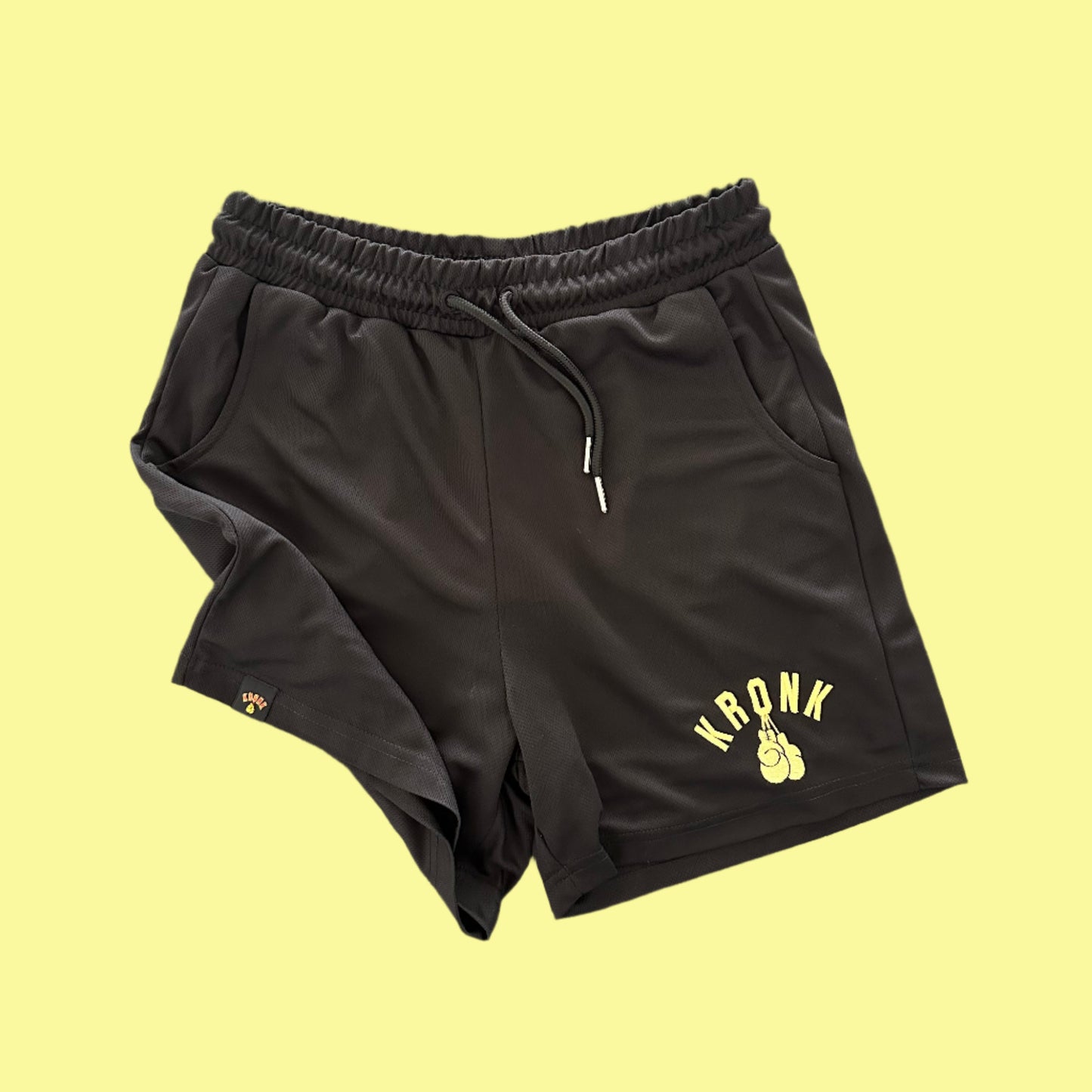KRONK One Colour Gloves Applique Lined Gym Shorts Black and Gold