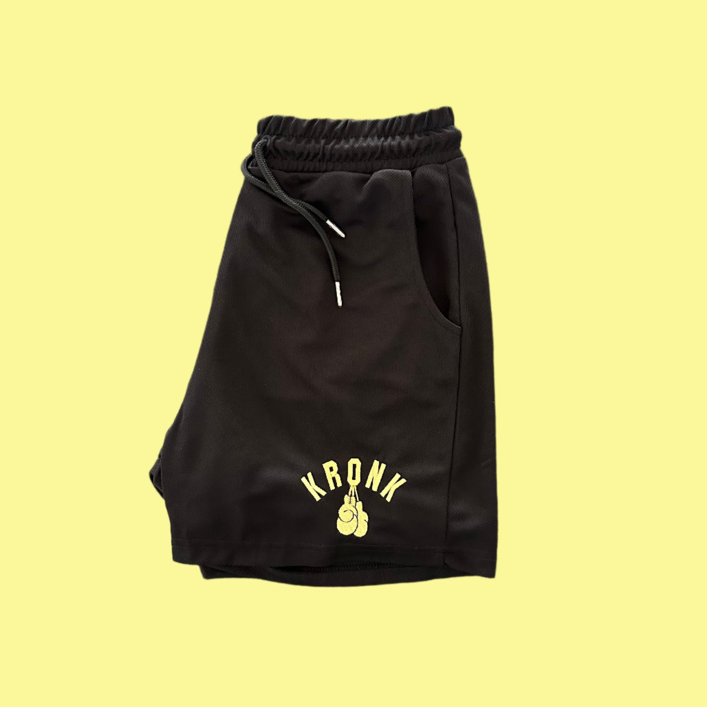 KRONK One Colour Gloves Applique Lined Gym Shorts Black and Gold