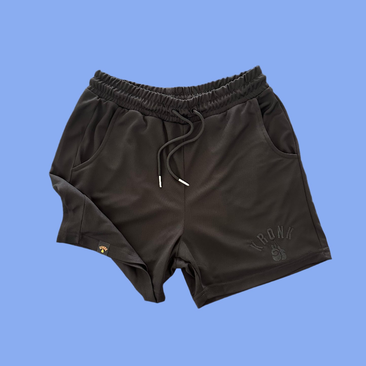 KRONK One Colour Gloves Applique Lined Gym Shorts Black