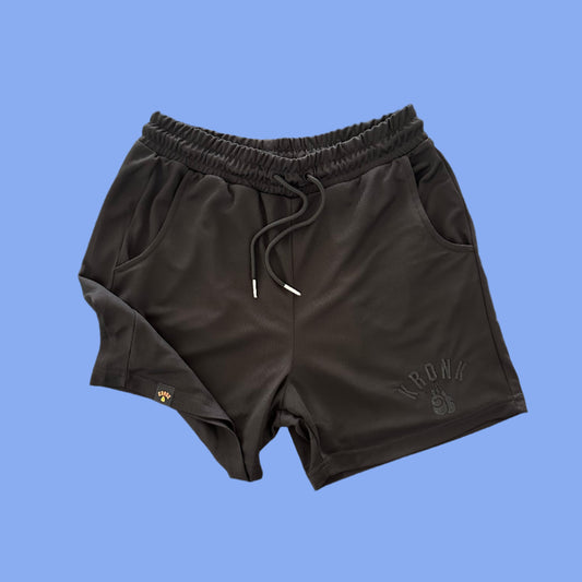 KRONK One Colour Gloves Applique Lined Gym Shorts Black Stealth