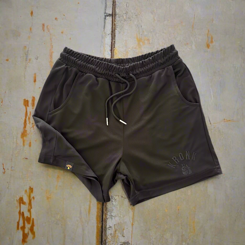KRONK One Colour Gloves Applique Lined Gym Shorts Black