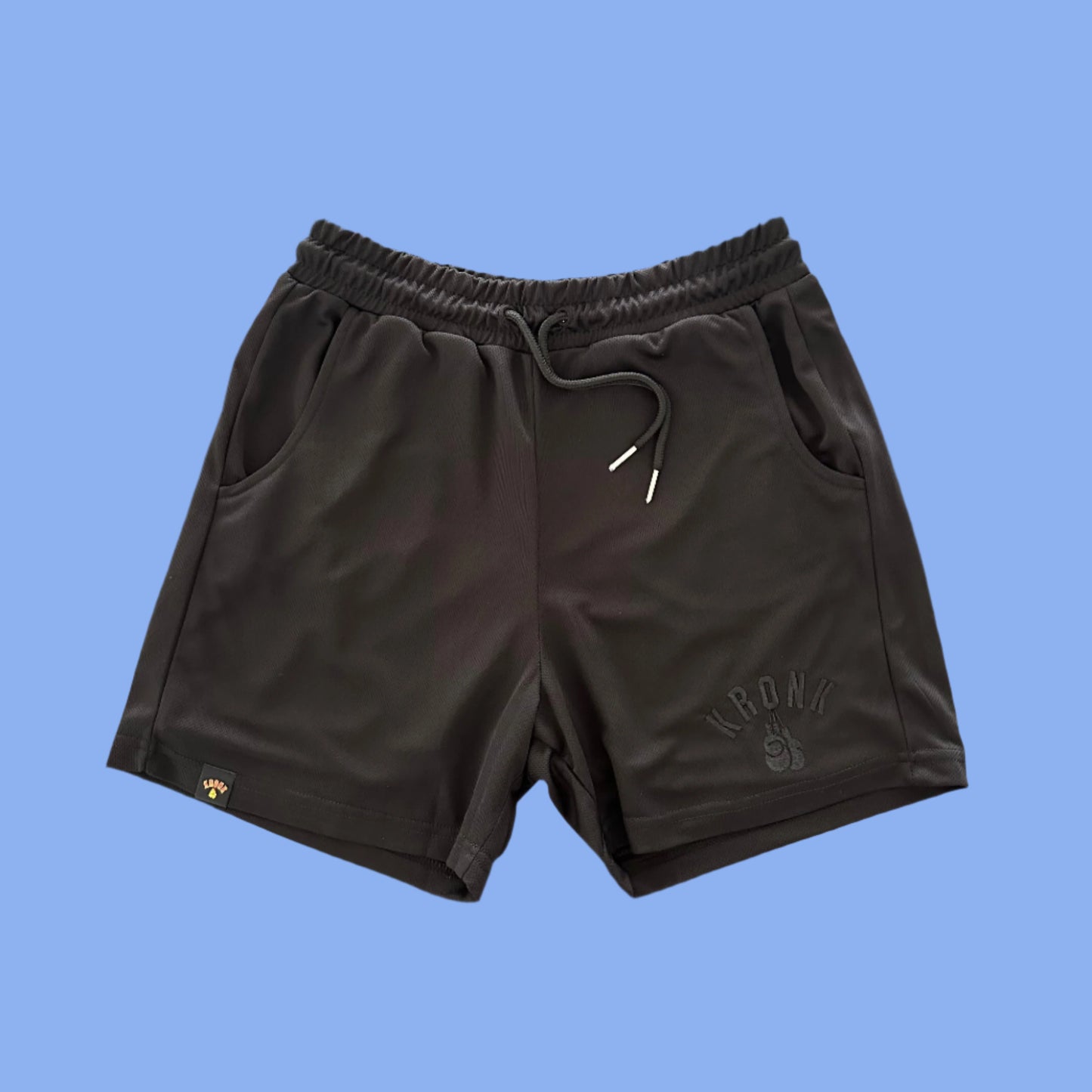KRONK One Colour Gloves Applique Lined Gym Shorts Black