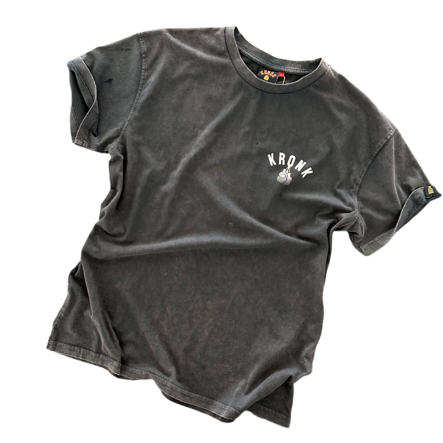 KRONK Faded G Loose Fit Vintage Wash T Shirt Charcoal