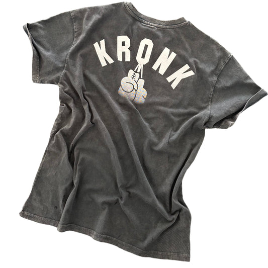 KRONK Faded G Loose Fit Vintage Wash T Shirt Charcoal