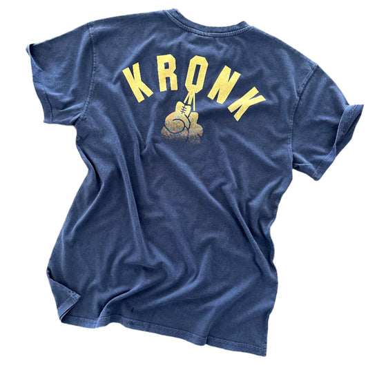 KRONK Faded G Loose Fit Vintage Wash T Shirt Navy
