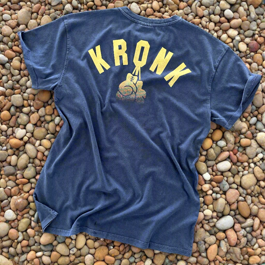 KRONK Faded G Loose Fit Vintage Wash T Shirt Navy