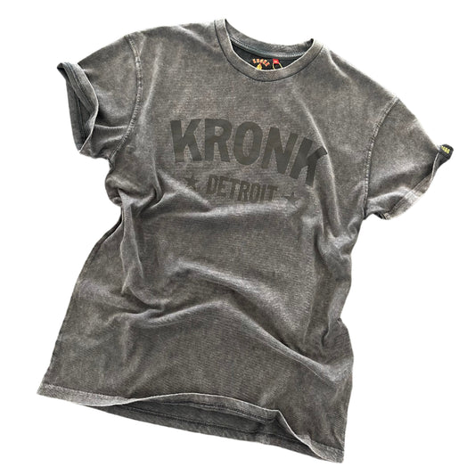 KRONK Detroit Stars Loose Fit Vintage T Shirt Charcoal with Black print