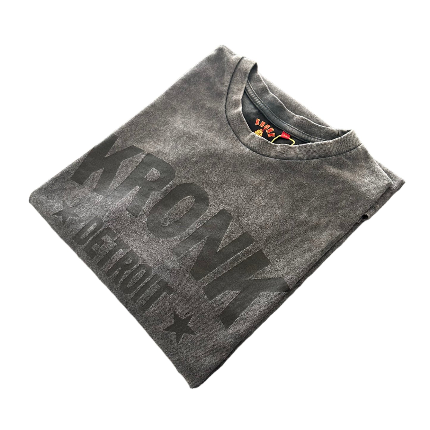 KRONK Detroit Stars Loose Fit Vintage T Shirt Charcoal with Black print