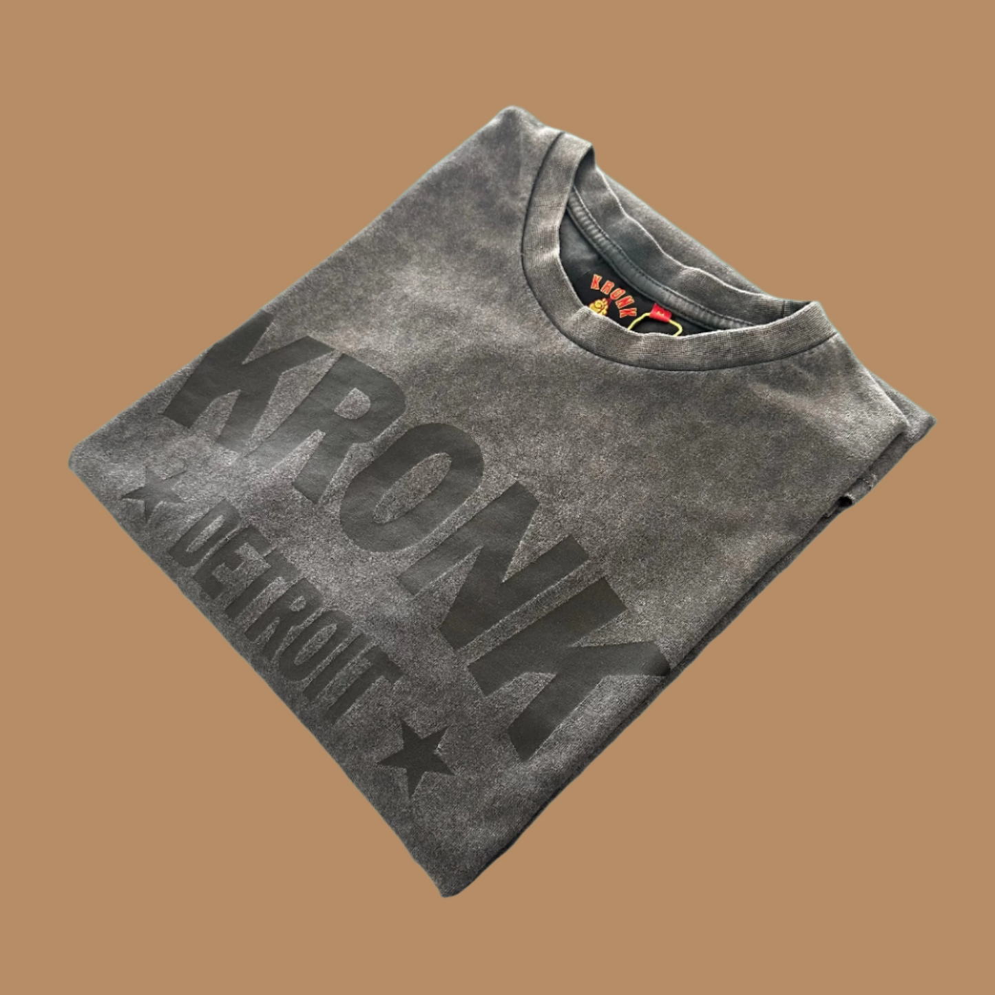 KRONK Detroit Stars Loose Fit Vintage T Shirt Charcoal with Black print