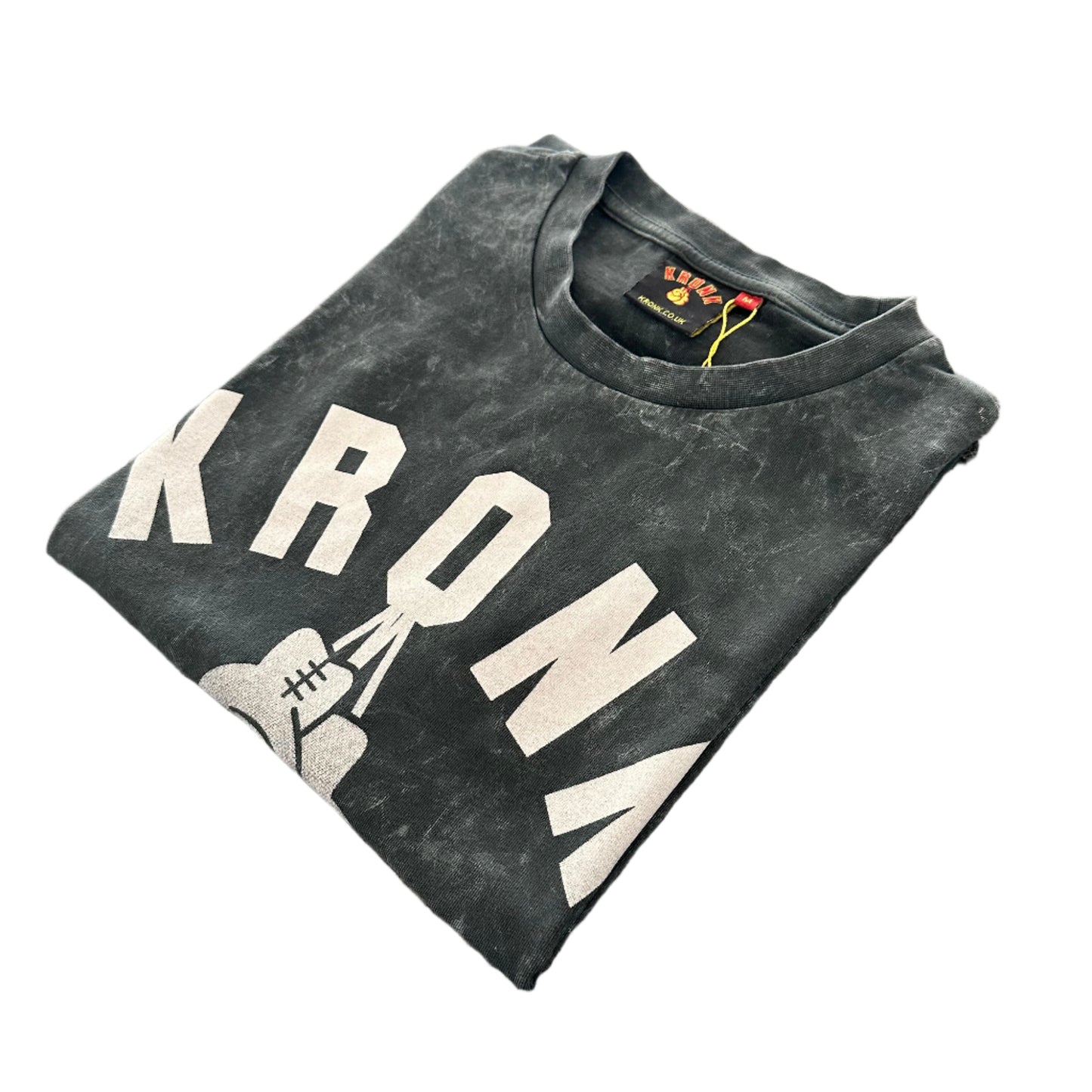 KRONK Faded G Raw Edge Sleeveless Loose Fit Authentic Wash T Shirt Charcoal
