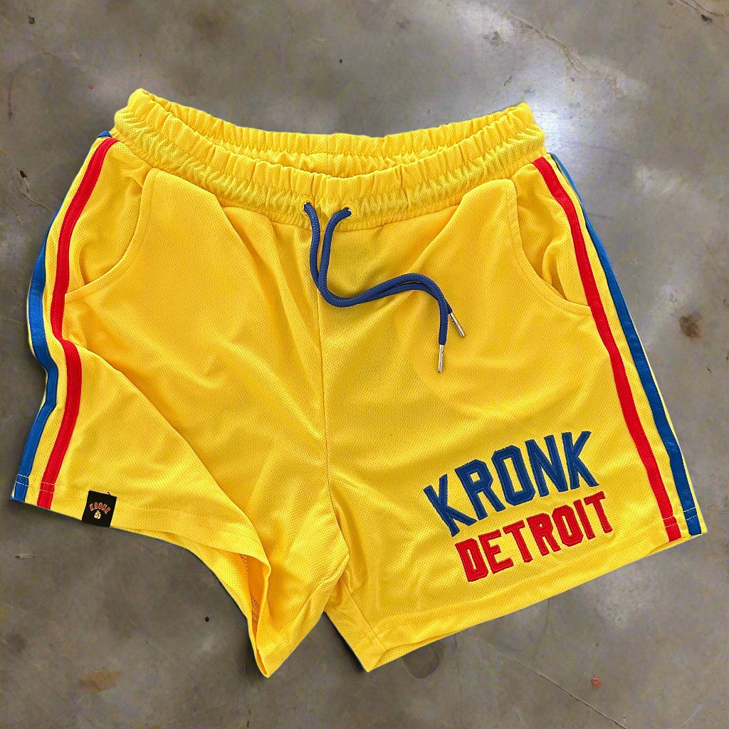 KRONK Iconic Detroit Applique Lined Shorts Yellow
