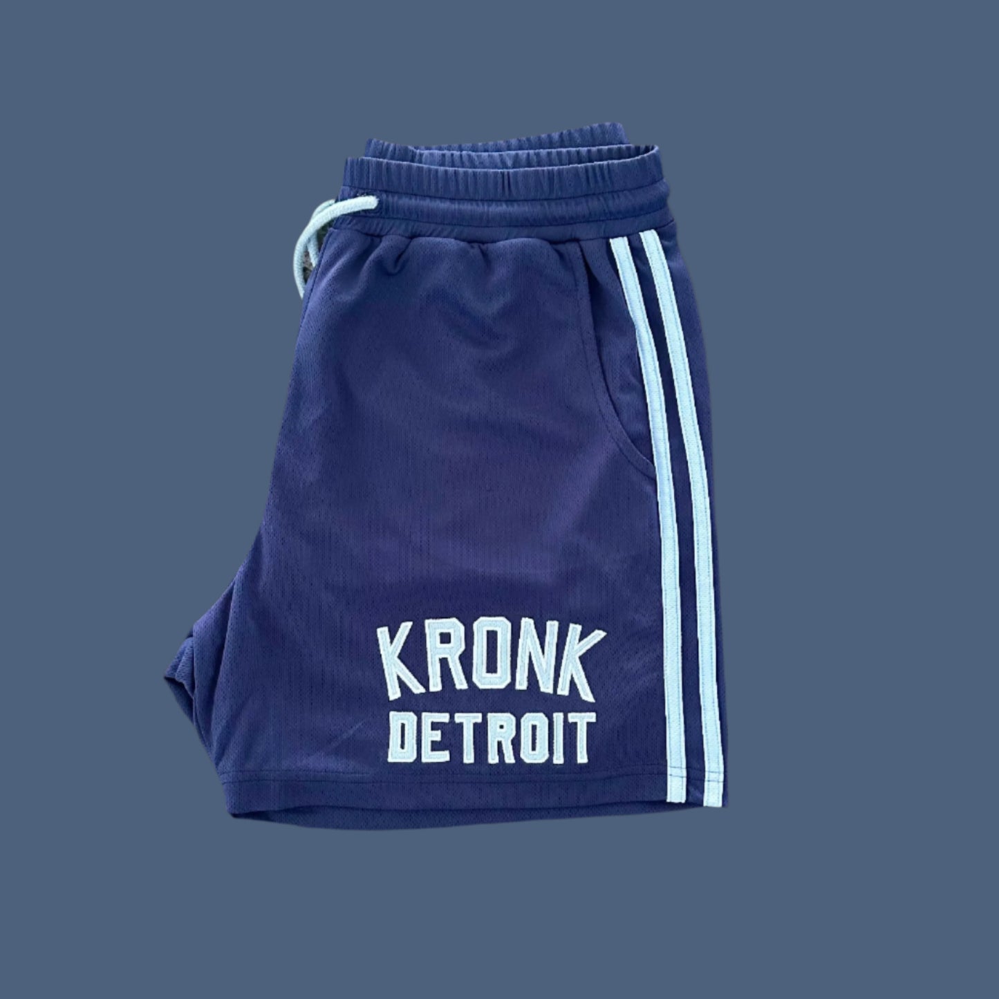 KRONK Iconic Detroit Applique Lined Shorts Navy & Sky