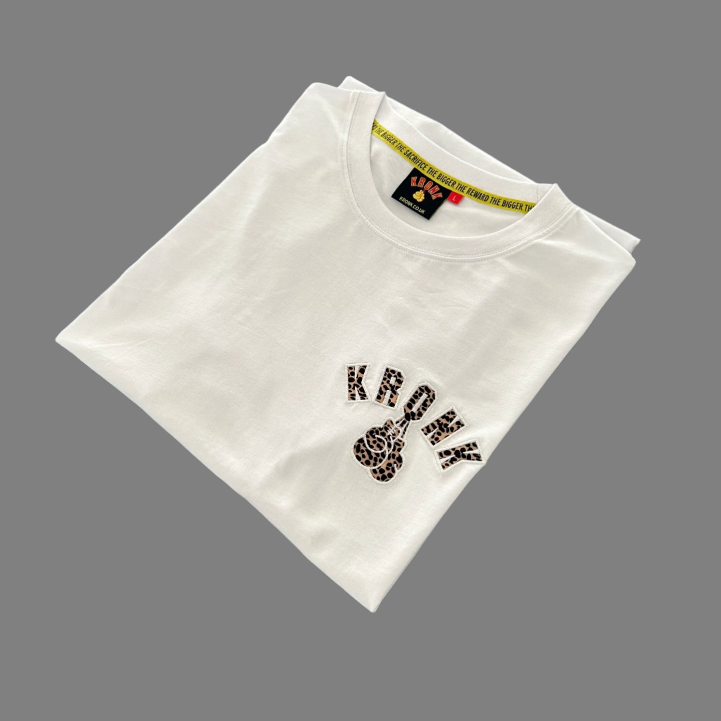 KRONK Leopard Gloves Slim Fit Cotton T Shirt White