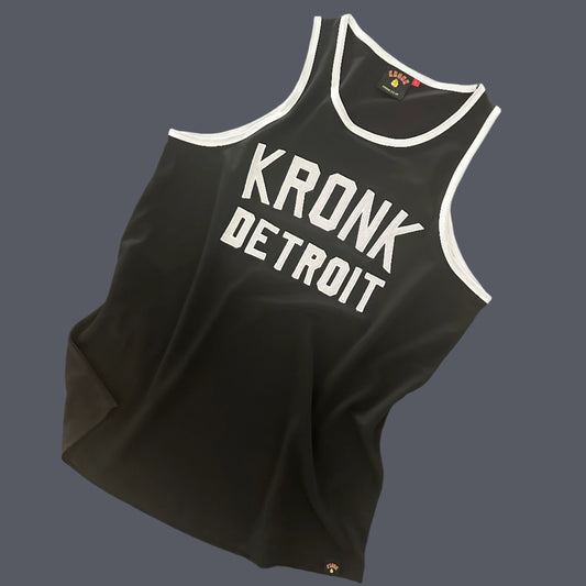 KRONK Iconic Detroit Applique Training Gym Vest - Black & White