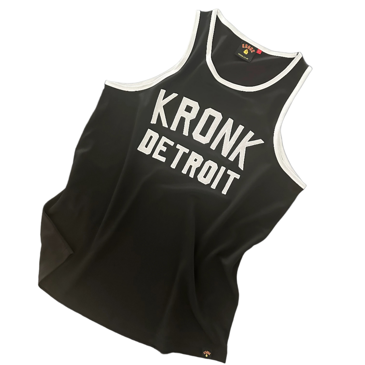 KRONK Iconic Detroit Applique Training Gym Vest - Black & White